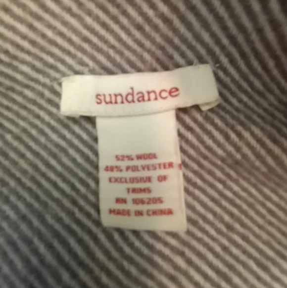 Sundance Western Gray White Striped Bohemian Luxe Classic Fringe Shawl Poncho L - Picture 6 of 6